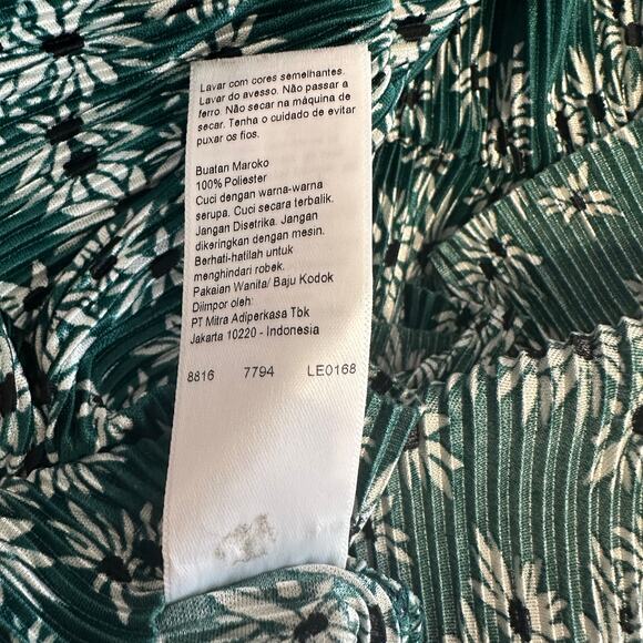 Topshop Romper WMNS 2 Floral Green Deep V-Neck Pleated Wide Leg Satin One Piece - Picture 8 of 8